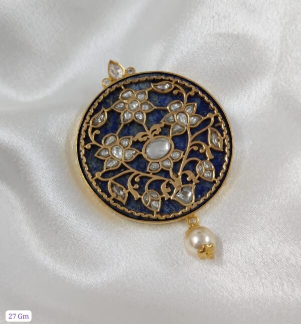 22k Gold Plated 925 Sterling Silver Floral Bird Figure Kundan Pendant by 925silvercharm