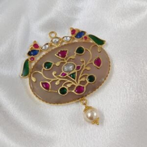 Floral Bird Figure Kundan Pendant by 925silvercharm