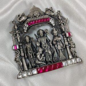 22k Gold Plated 925 Sterling Silver Kundan Work Ram Parivar Pendant by 925silvercharm