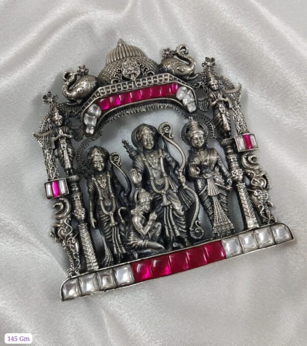22k Gold Plated 925 Sterling Silver Kundan Work Ram Parivar Pendant by 925silvercharm