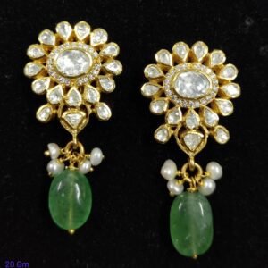 22K Gold Plated 925 Sterling Silver Designer Floral Moissanite Earrings by 925silvercharm