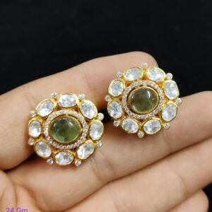 22K Gold Plated 925 Sterling Silver Women's Moissanite Stud Earrings by 925silvercharm