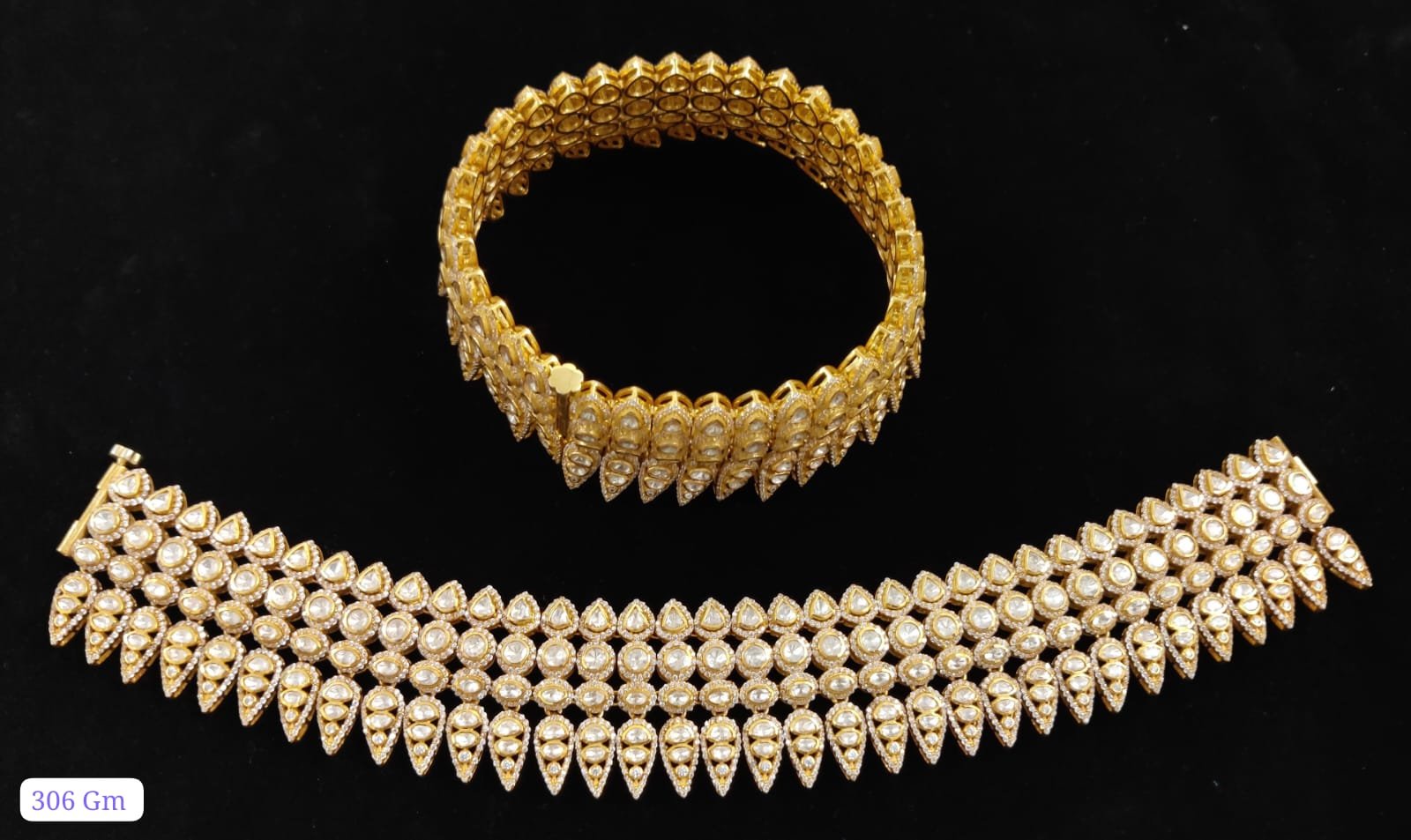 Moissanite Belt in 22K Gold Plated 925 Sterling Silver | Polki Waist Belt for Women | Silver Vaddanam Bridal Hipbelt Moissanite Belt in 22K Gold Plated 925 Sterling Silver | Polki Waist Belt for Women | Silver Vaddanam Bridal Hipbelt