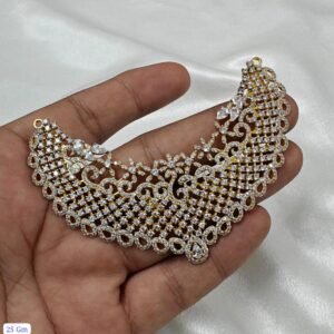 Premium Moissanite Bridal Necklace in 22K Gold Plated 925 Sterling Silver | 925silvercharm