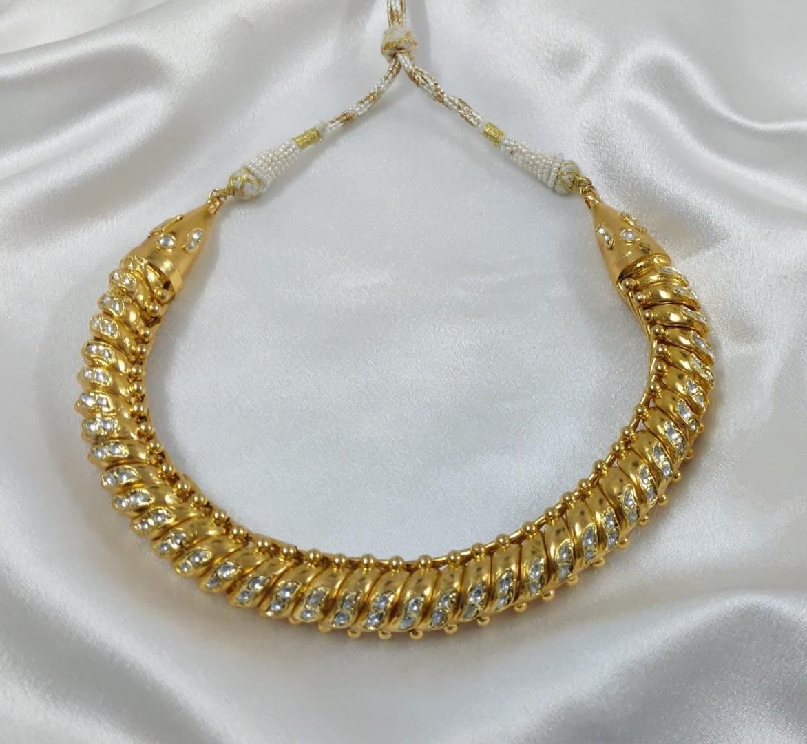 Kundan Sutlada Necklace in 22K Gold Plated 925 Sterling Silver | Traditional Bridal Multi-Layer Kundan Necklace by 925silvercharm Kundan Sutlada Necklace in 22K Gold Plated 925 Sterling Silver | Traditional Bridal Multi-Layer Kundan Necklace by 925silvercharm